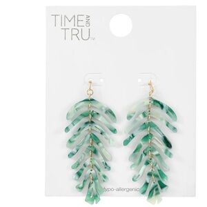 Time and Tru Green Botanical Dangle Earrings